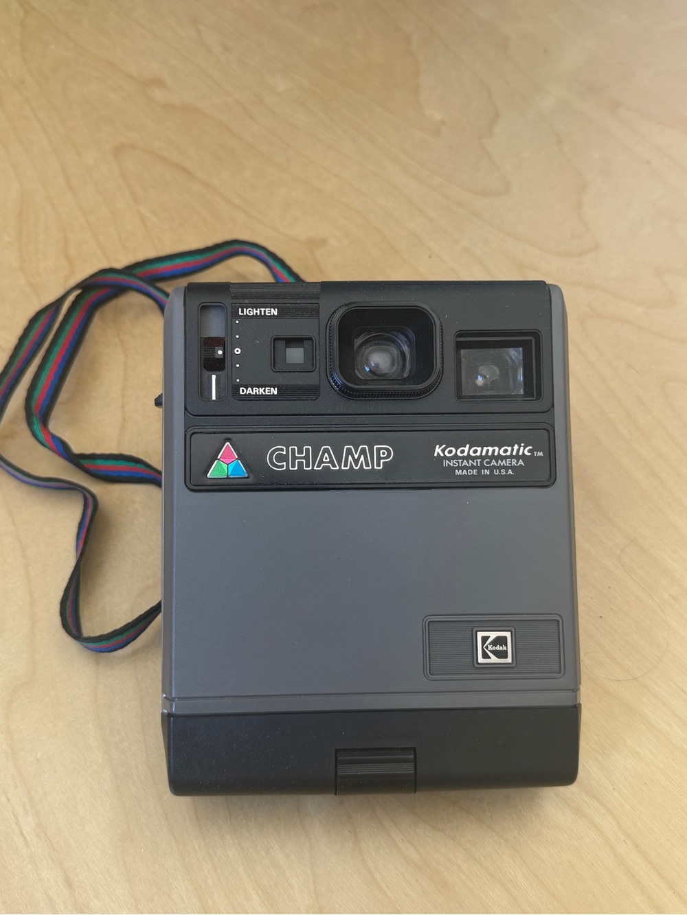 Kodak Kodamatic Champ Instant Camera - Gray with Rainbow Strap